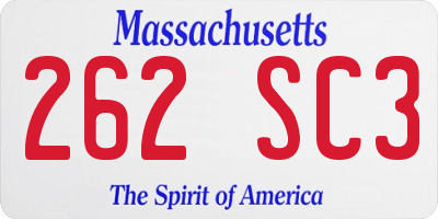 MA license plate 262SC3