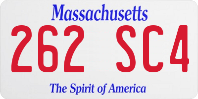 MA license plate 262SC4