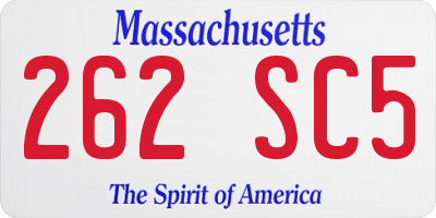 MA license plate 262SC5