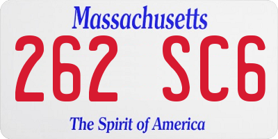 MA license plate 262SC6