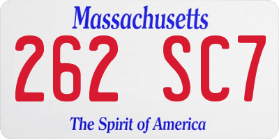 MA license plate 262SC7
