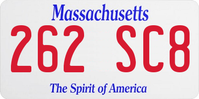 MA license plate 262SC8