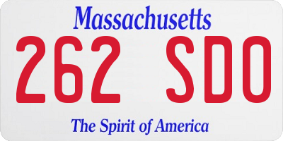 MA license plate 262SD0