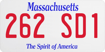MA license plate 262SD1