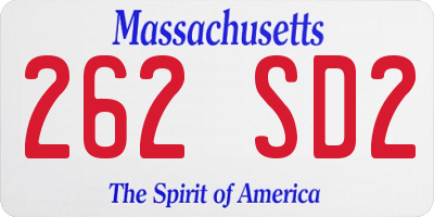MA license plate 262SD2