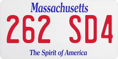 MA license plate 262SD4