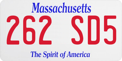 MA license plate 262SD5
