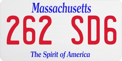 MA license plate 262SD6