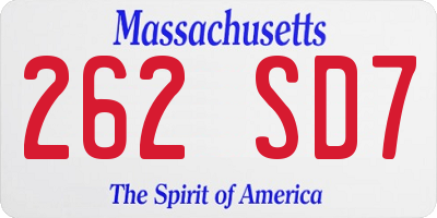 MA license plate 262SD7