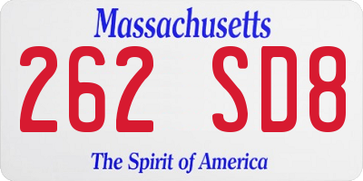 MA license plate 262SD8