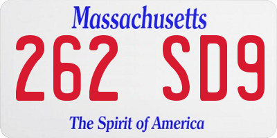 MA license plate 262SD9