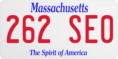 MA license plate 262SE0