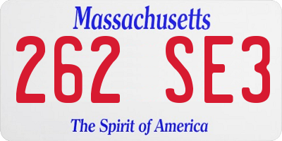 MA license plate 262SE3