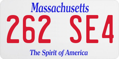 MA license plate 262SE4
