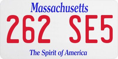 MA license plate 262SE5