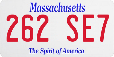 MA license plate 262SE7