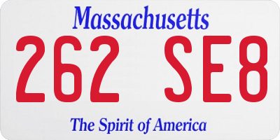 MA license plate 262SE8