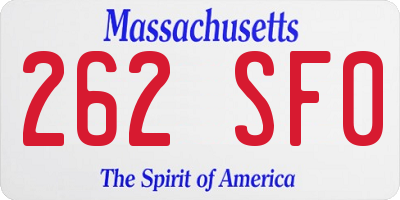 MA license plate 262SF0