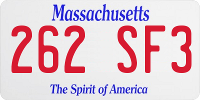MA license plate 262SF3