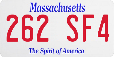 MA license plate 262SF4