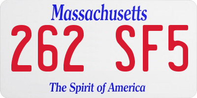 MA license plate 262SF5
