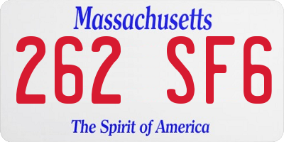 MA license plate 262SF6