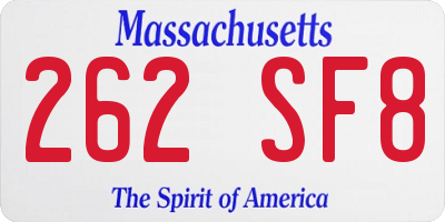 MA license plate 262SF8