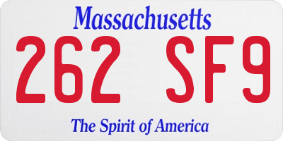MA license plate 262SF9