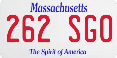 MA license plate 262SG0