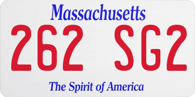 MA license plate 262SG2