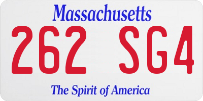 MA license plate 262SG4