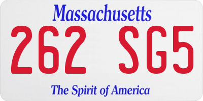 MA license plate 262SG5