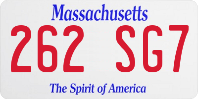 MA license plate 262SG7
