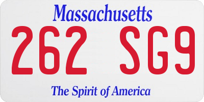 MA license plate 262SG9