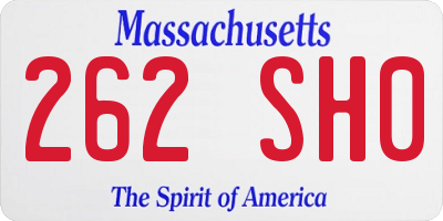 MA license plate 262SH0