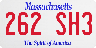 MA license plate 262SH3