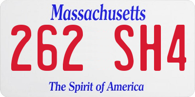 MA license plate 262SH4