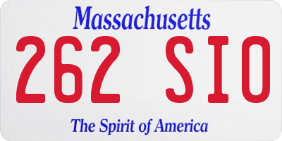 MA license plate 262SI0