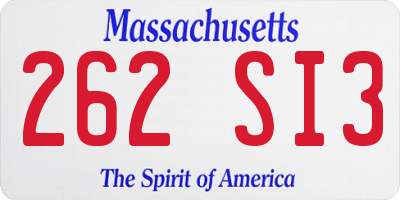 MA license plate 262SI3