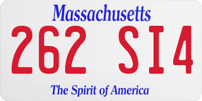 MA license plate 262SI4