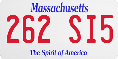 MA license plate 262SI5
