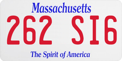 MA license plate 262SI6
