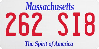MA license plate 262SI8