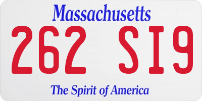 MA license plate 262SI9