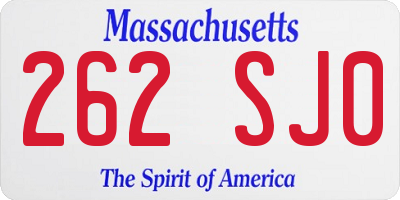 MA license plate 262SJ0