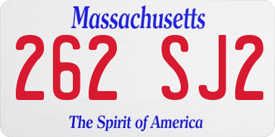 MA license plate 262SJ2