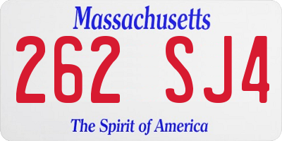 MA license plate 262SJ4