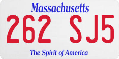 MA license plate 262SJ5