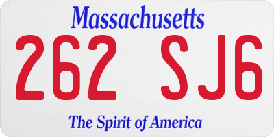 MA license plate 262SJ6