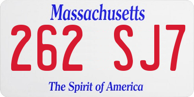 MA license plate 262SJ7